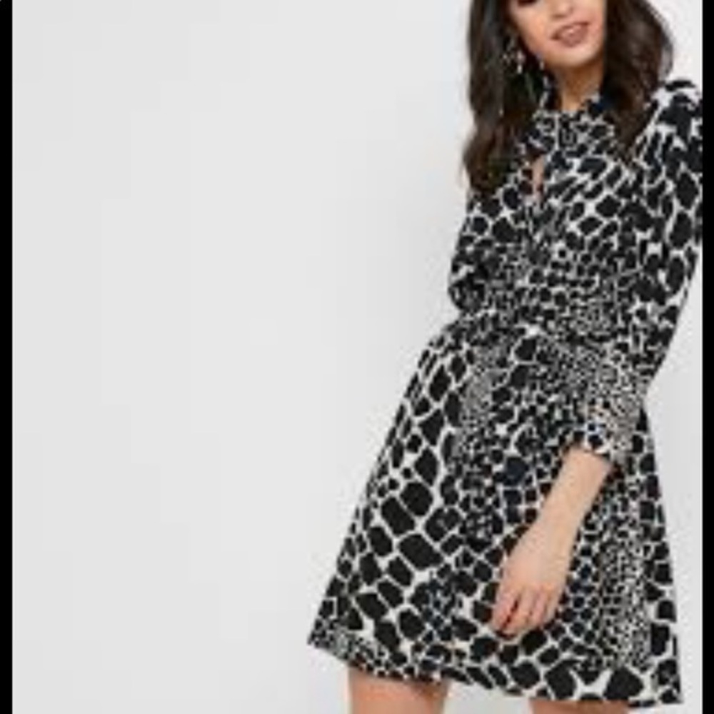 Topshop giraffe print mini shirt dress